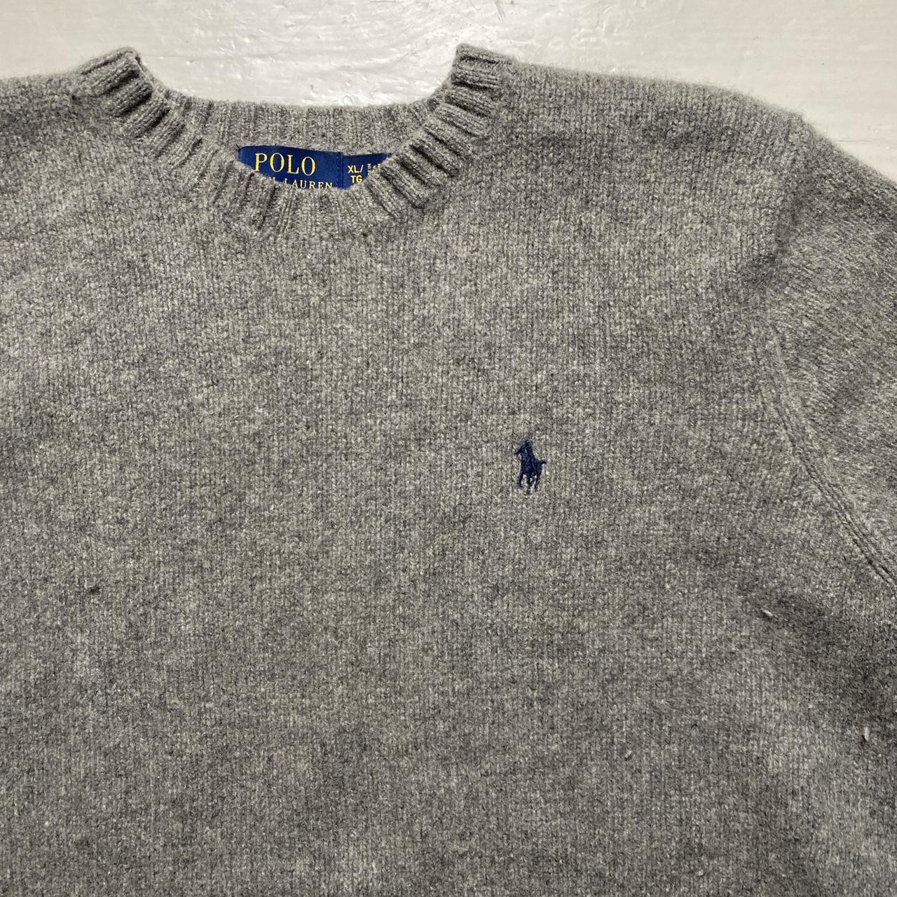 Polo Ralph Lauren Grey Navy Pony Wool Jumper