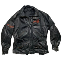 Harley Davidson Vintage Black Leather Motorcycle Jacket (L)