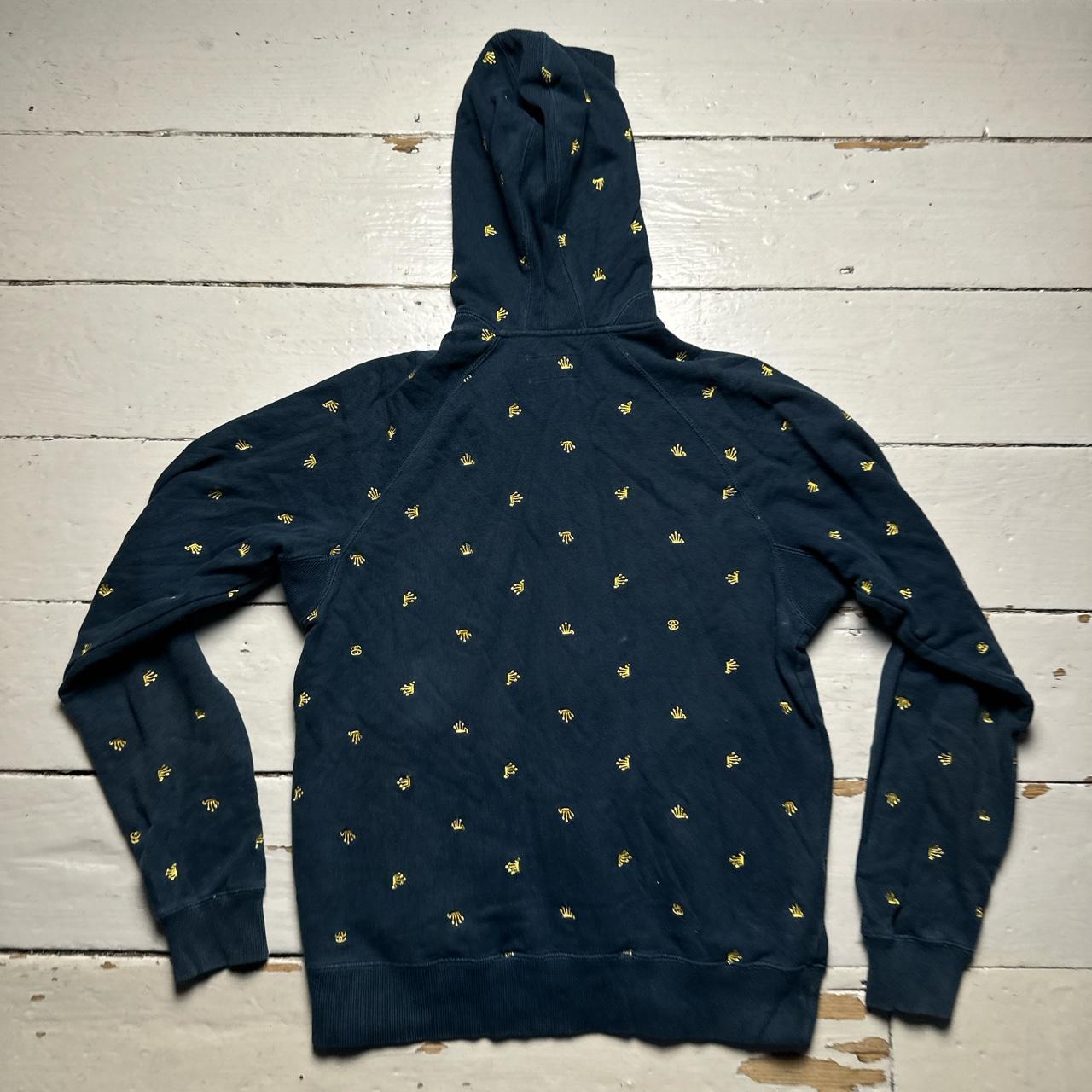 Stussy Multi SS Crown Embroidered Hoodie Navy and Yellow