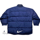 Nike Vintage 90’s Bomber Puffer Coat Navy and White Big Swoosh (XL)