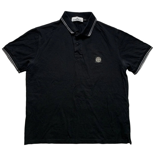 Stone Island Black and White Short Sleeve Polo Shirt (S)