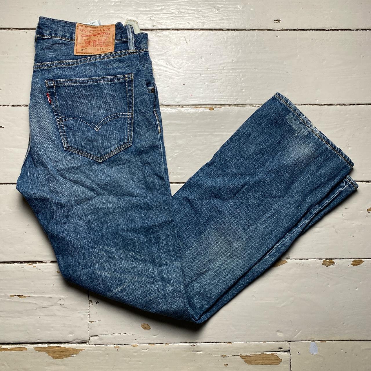 Levis 527 Bootcut Baggy Blue Distressed Jeans