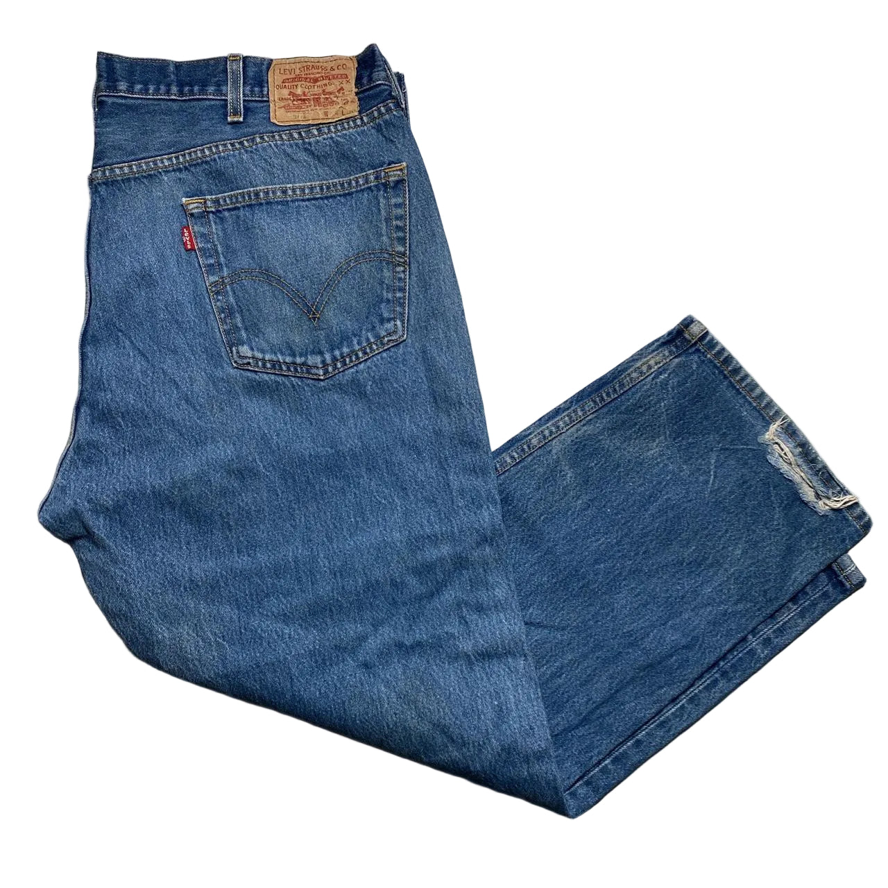 Levis 501 Baggy Light Blue Distressed Jeans (44W)
