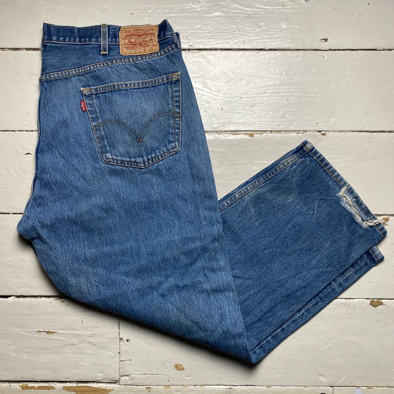 Levis 501 Baggy Light Blue Distressed Jeans