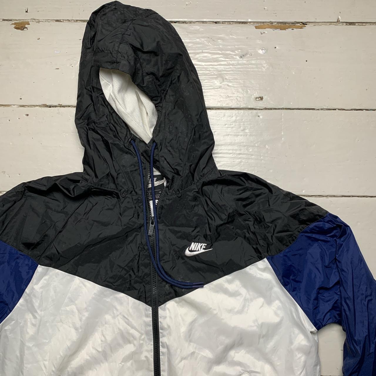 Nike Swoosh Windbreaker Shell Hooded Jacket Black Navy and White