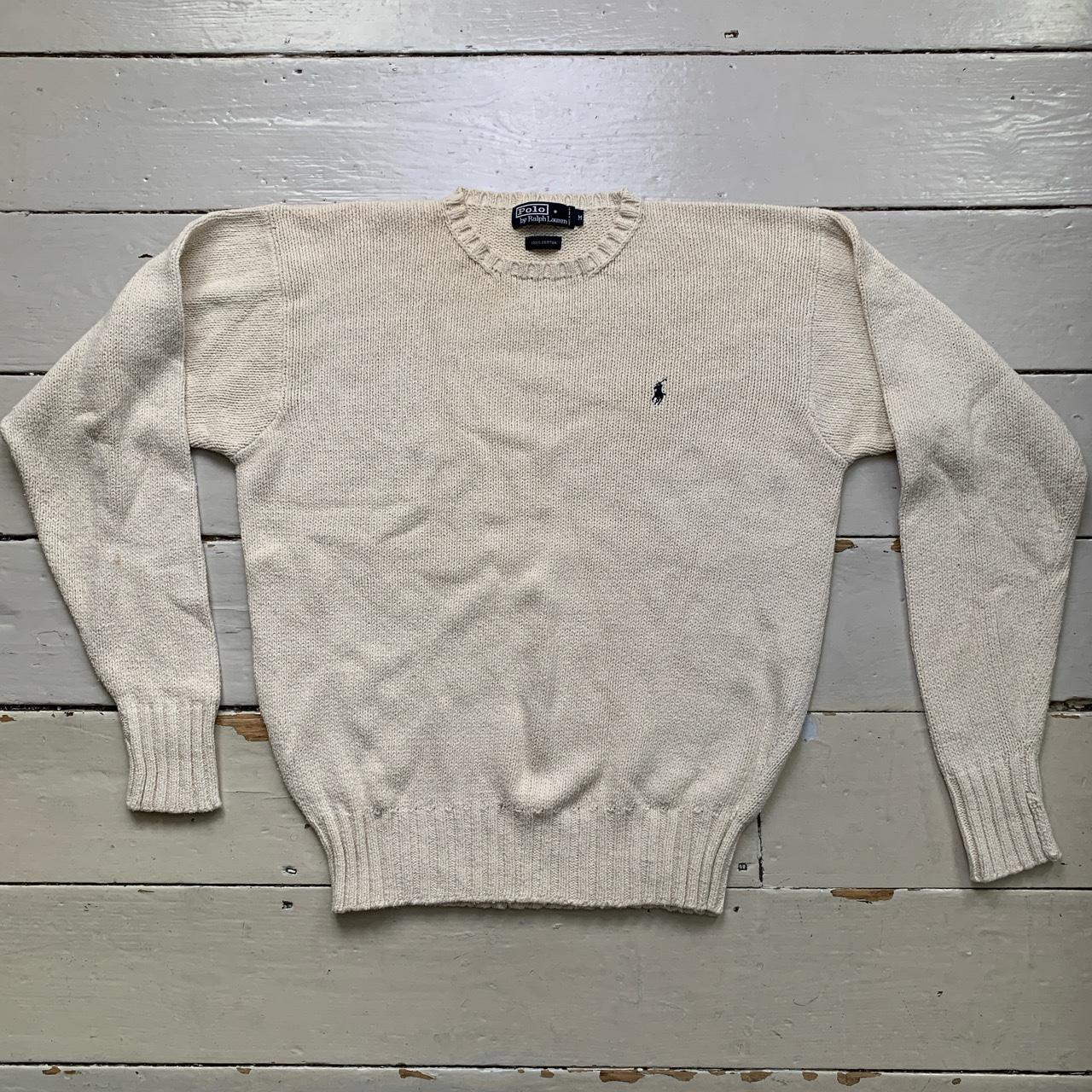 Ralph Lauren Polo Cream and Navy Pony Knitted Jumper