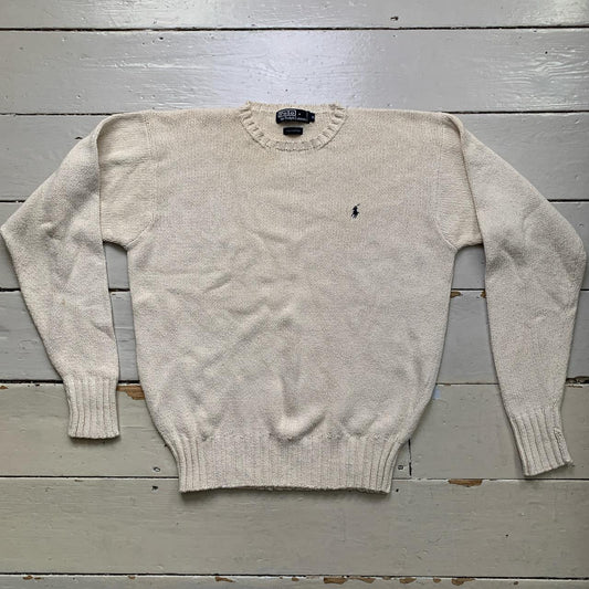 Ralph Lauren Polo Cream and Navy Pony Knitted Jumper