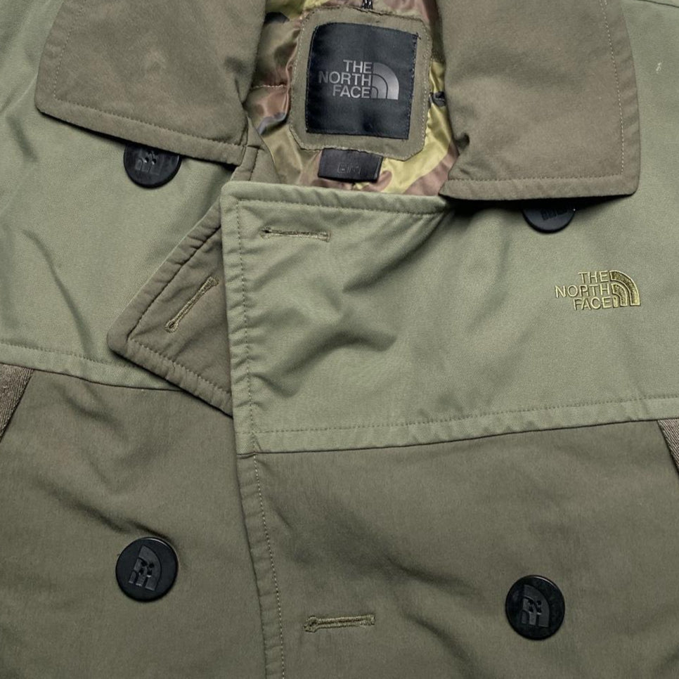 The North Face Windwall Khaki Green Camo Puffer Trench Coat (M)