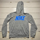 Nike Club Spellout Grey and Blue Hoodie