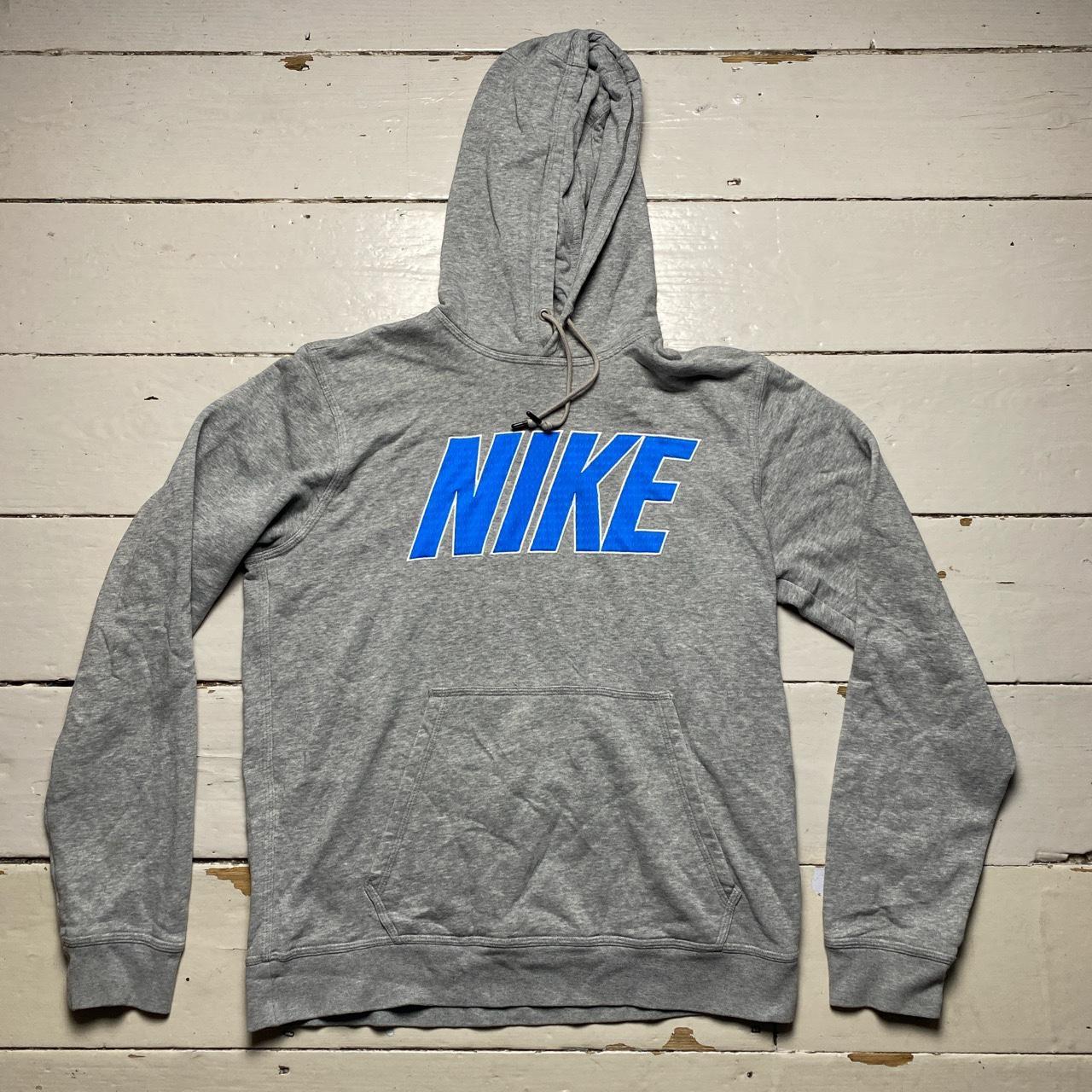 Nike Club Spellout Grey and Blue Hoodie