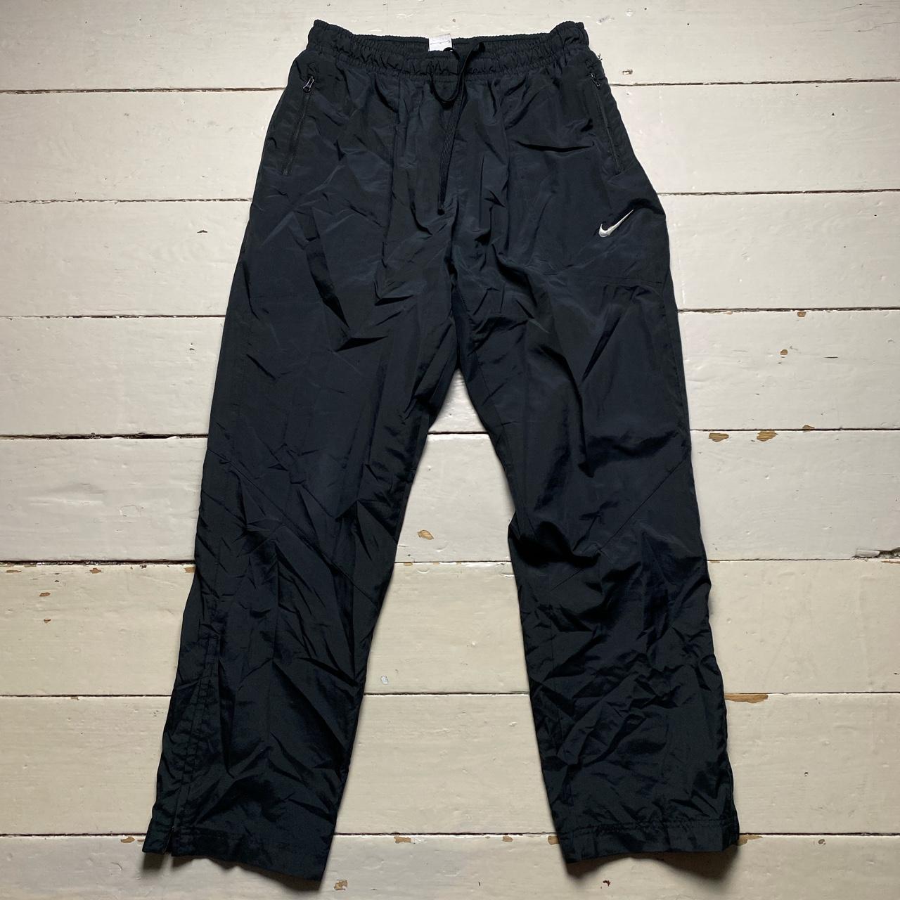 Nike Swoosh Black and White Baggy Shell Track Pant Bottoms