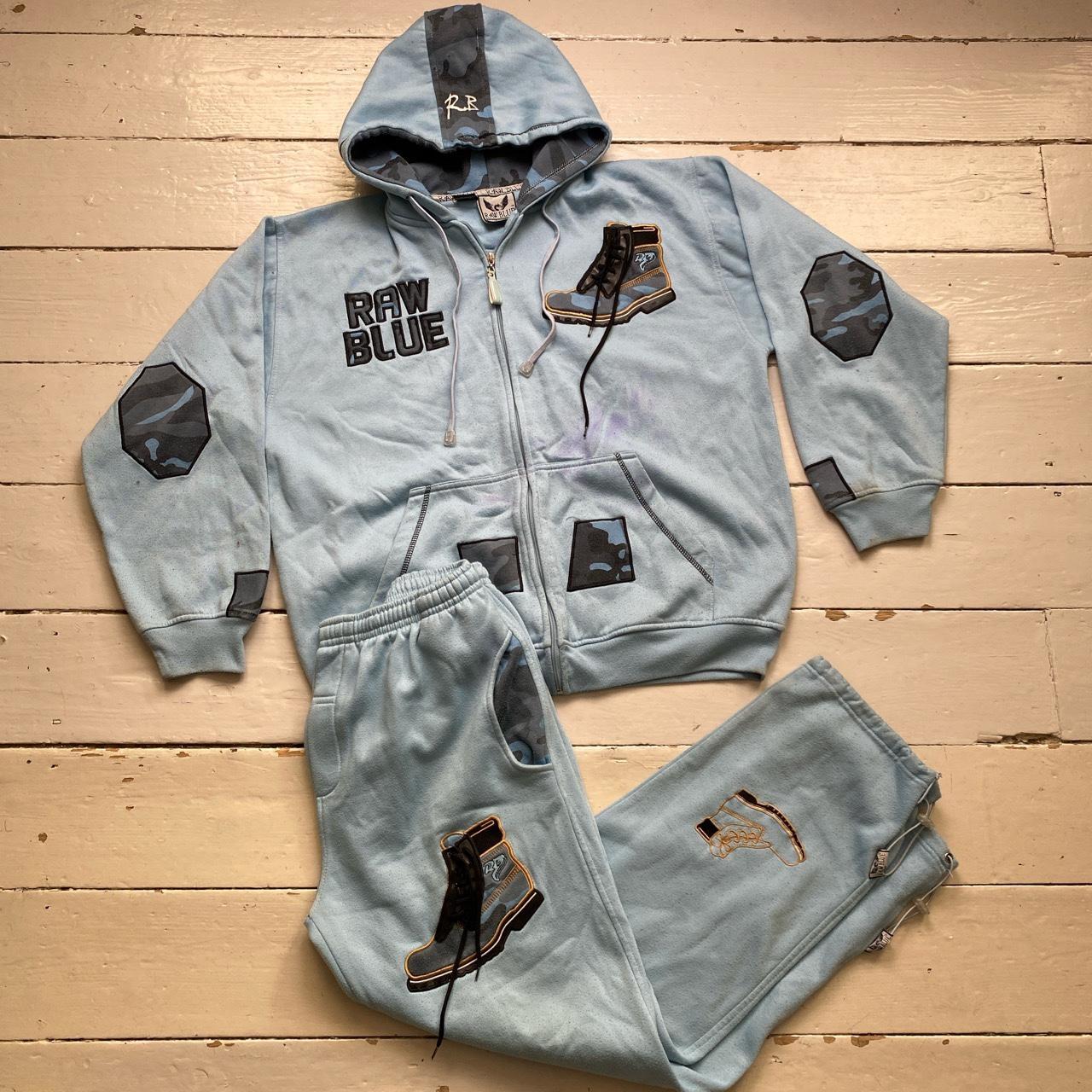Raw Blue Vintage Light Baby Blue Timberland Lace Up Boot Full Tracksuit