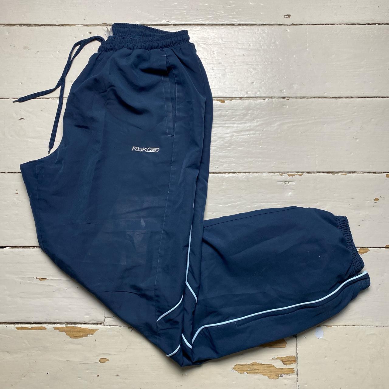 Reebok Vintage Baggy Shell Track Pant Bottoms Navy and Baby Blue