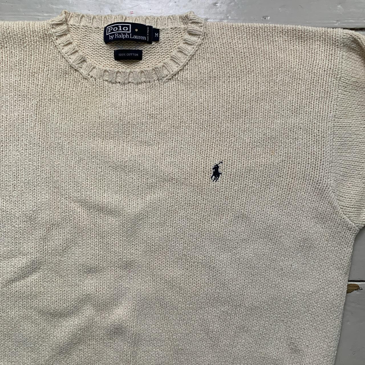 Ralph Lauren Polo Cream and Navy Pony Knitted Jumper