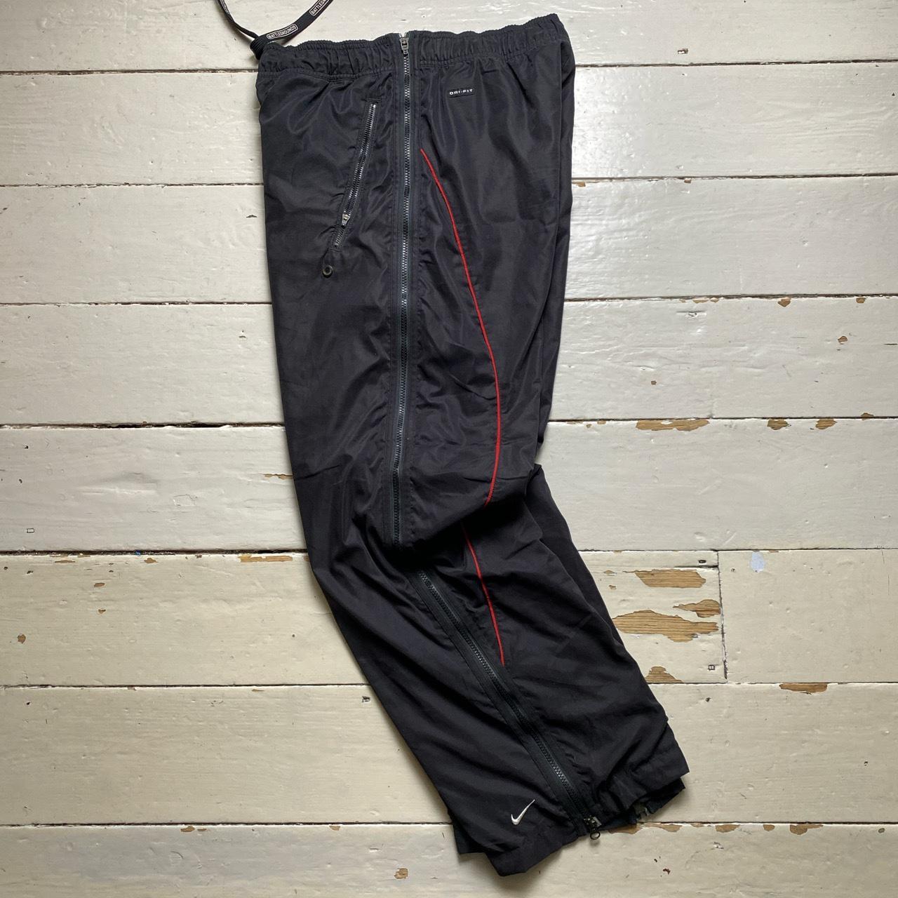 Nike Swoosh Dri Fit Vintage Baggy Battlegrounds Basketball Shell Trackpant Bottoms Black White and R