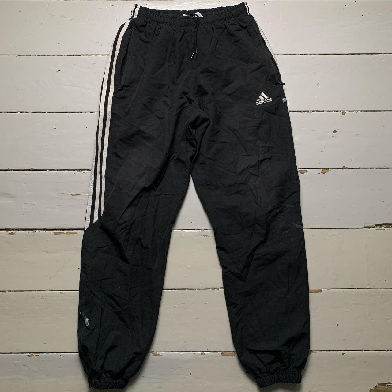 Adidas Vintage Baggy Shell Track Pant Bottoms Black and White