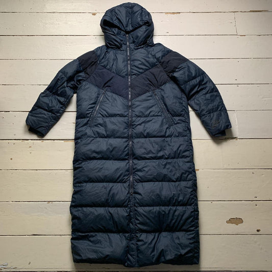 Nike Long Puffer Coat Navy and Black Womens