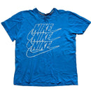 Nike Blue and White Multi Swoosh Vintage T Shirt (L)