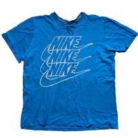 Nike Blue and White Multi Swoosh Vintage T Shirt (L)