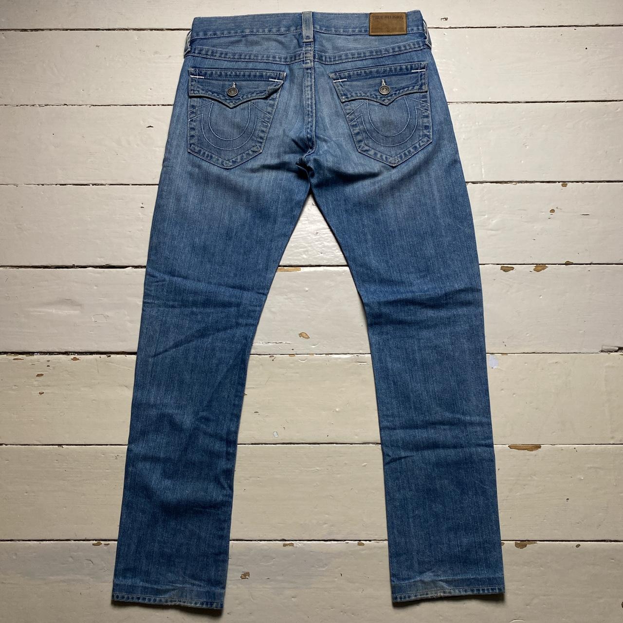 True Religion Ricky Blue and White Stitch Jeans