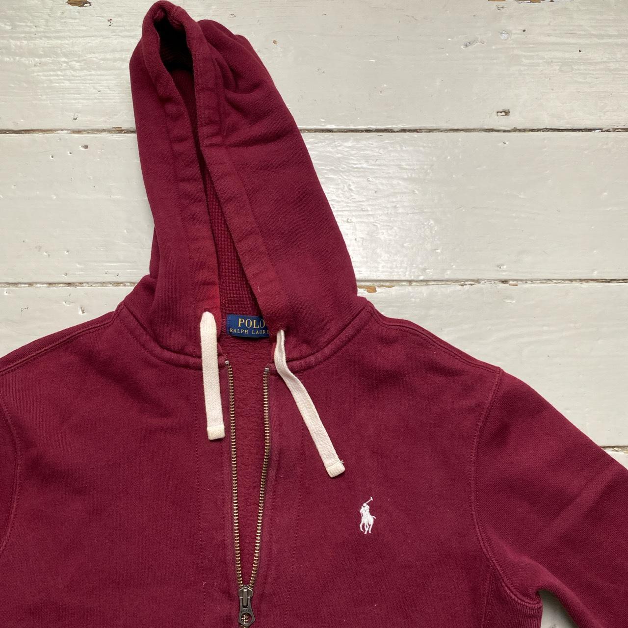 Polo Ralph Lauren Burgundy and Cream White Pony Hoodie