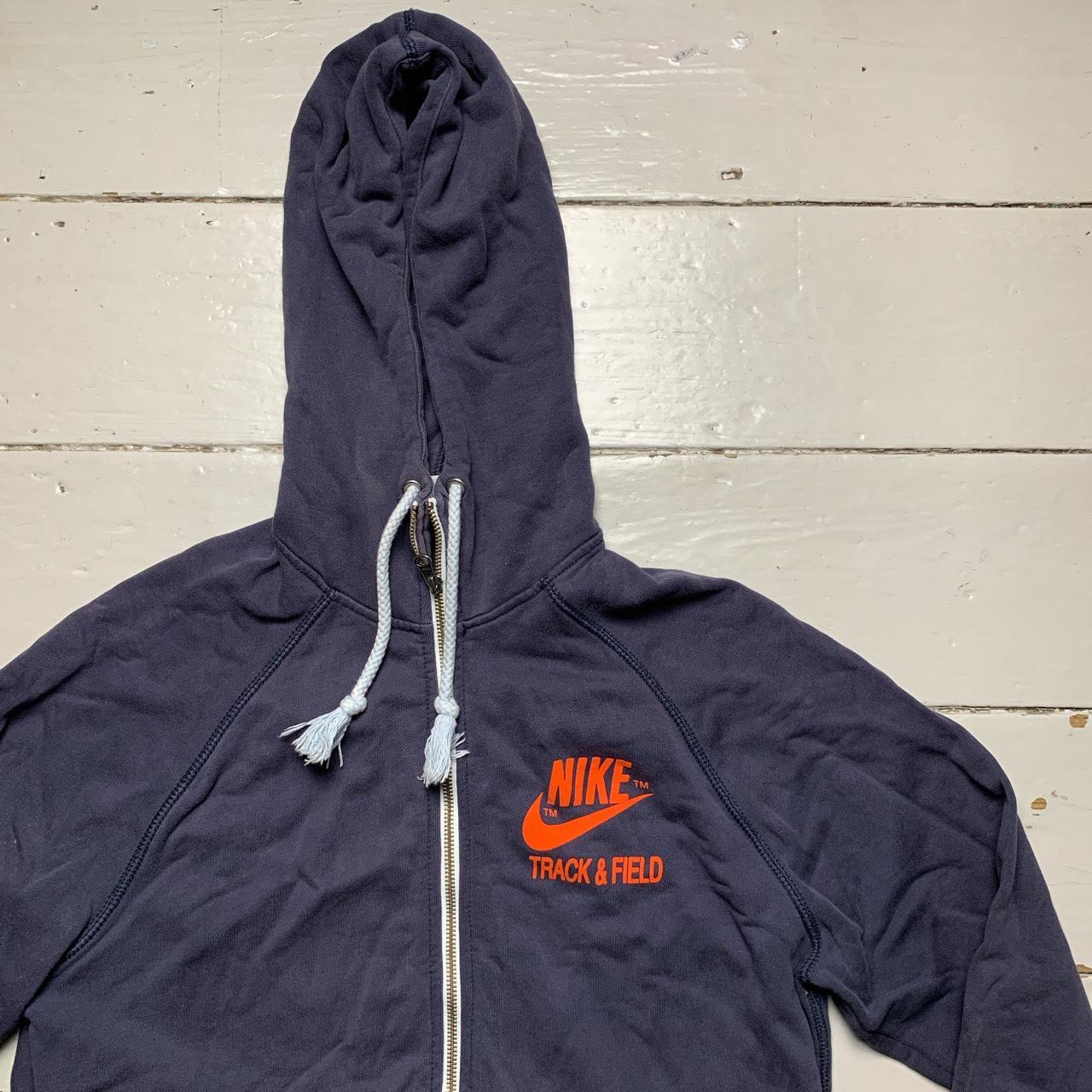 Nike Vintage Track and Field Navy and Orange Hoodie