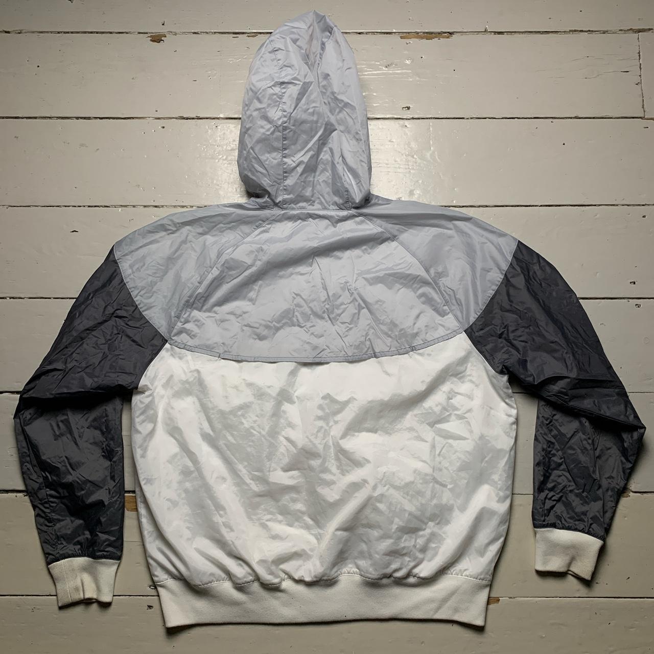 Nike Swoosh Shell Windbreaker Hooded Jacket Silver Grey and White