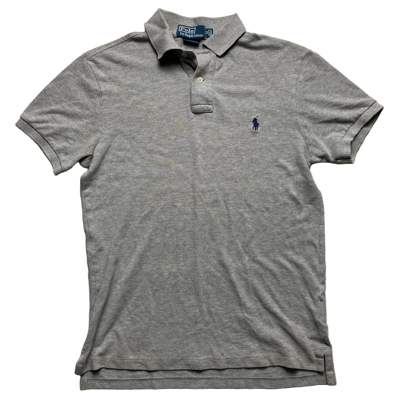 Polo Ralph Lauren Grey and Navy Short Sleeve Polo Shirt (M)