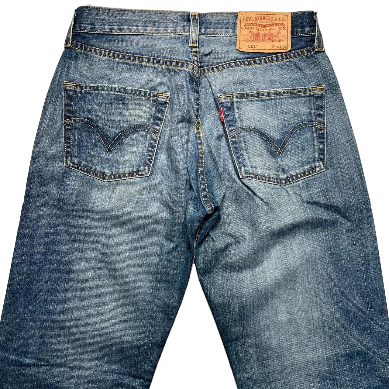 Levis 501 Light Blue Stonewashed Baggy Vintage Jeans (30W)