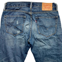 Levis 527 Bootcut Baggy Blue Distressed Jeans (32W)