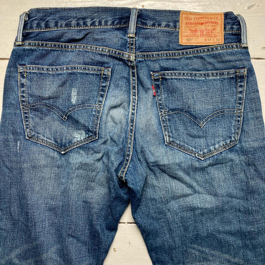 Levis 527 Bootcut Baggy Blue Distressed Jeans