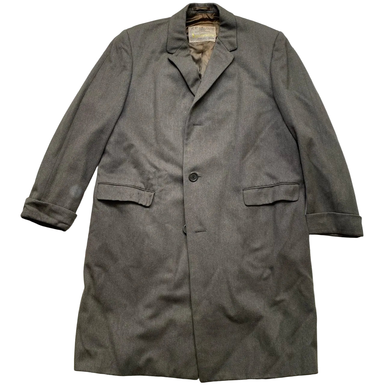 Aquascutum Vintage Green Wool Long Trench Coat (XL)