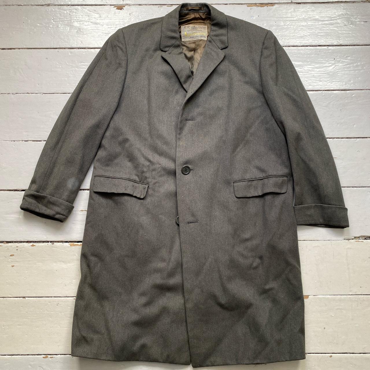 Aquascutum Vintage Green Wool Long Trench Coat