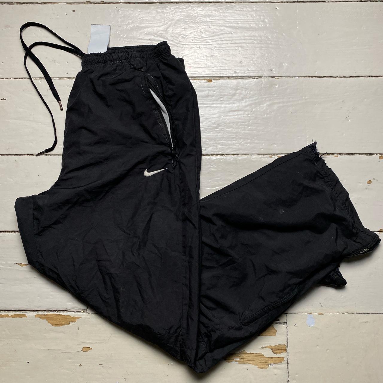 Nike Swoosh Baggy Shell Track Pant Bottoms Black and White