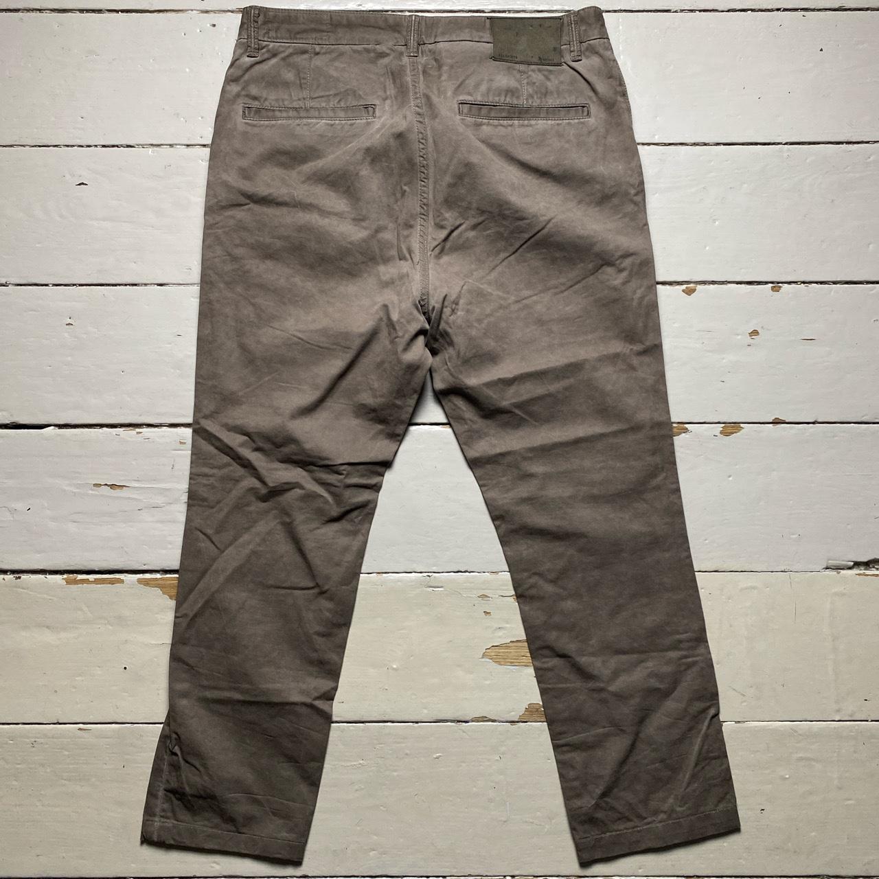 All Saints Fort Low Crotch Tapered Khaki Brown Cargo Chino Trousers