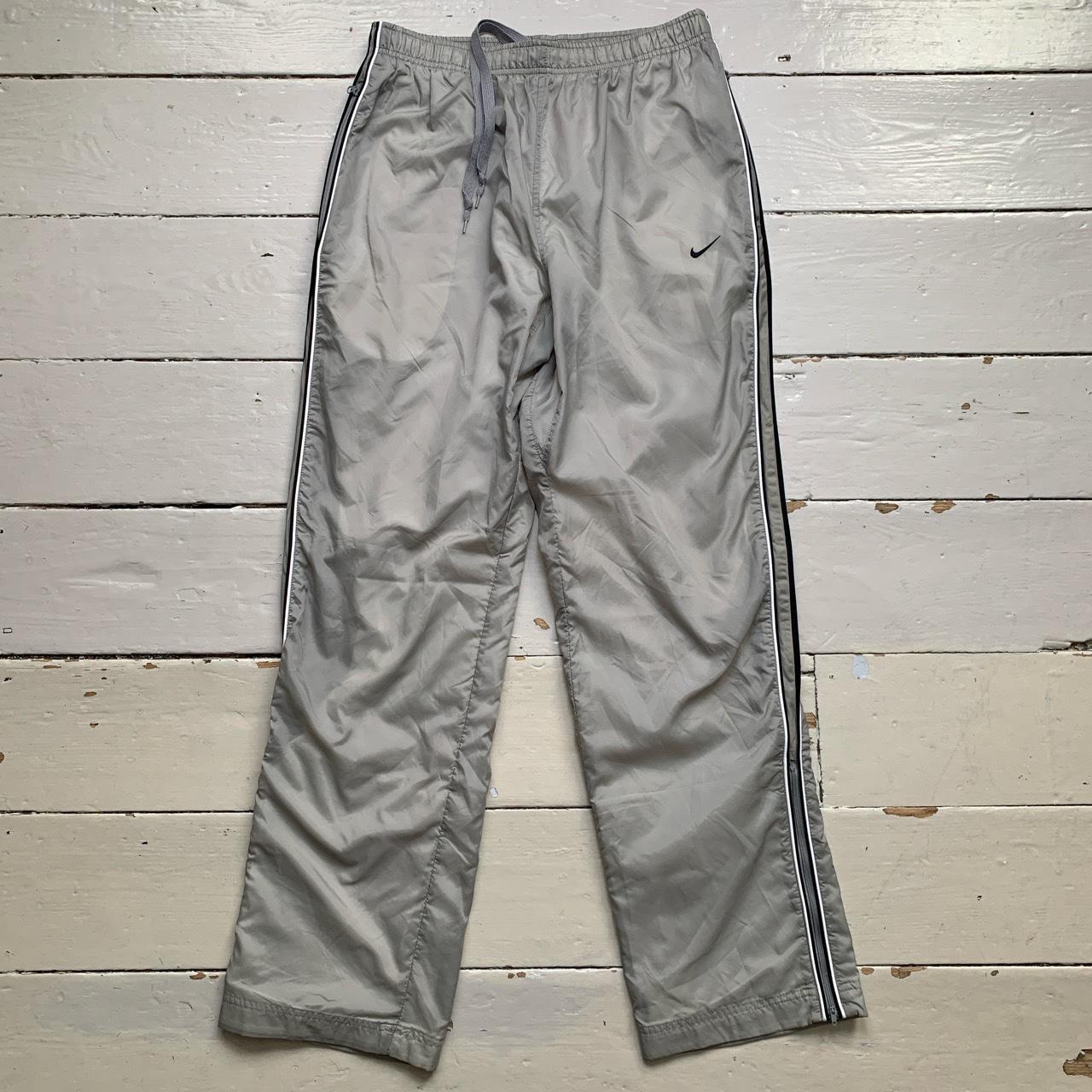 Nike Swoosh Shell Silver and Black Baggy Trackpant Bottoms