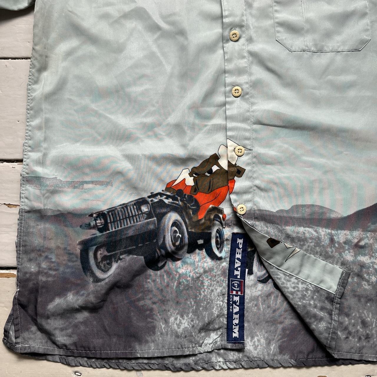 Phat Farm Vintage Silk Bull Hummer Print Shirt