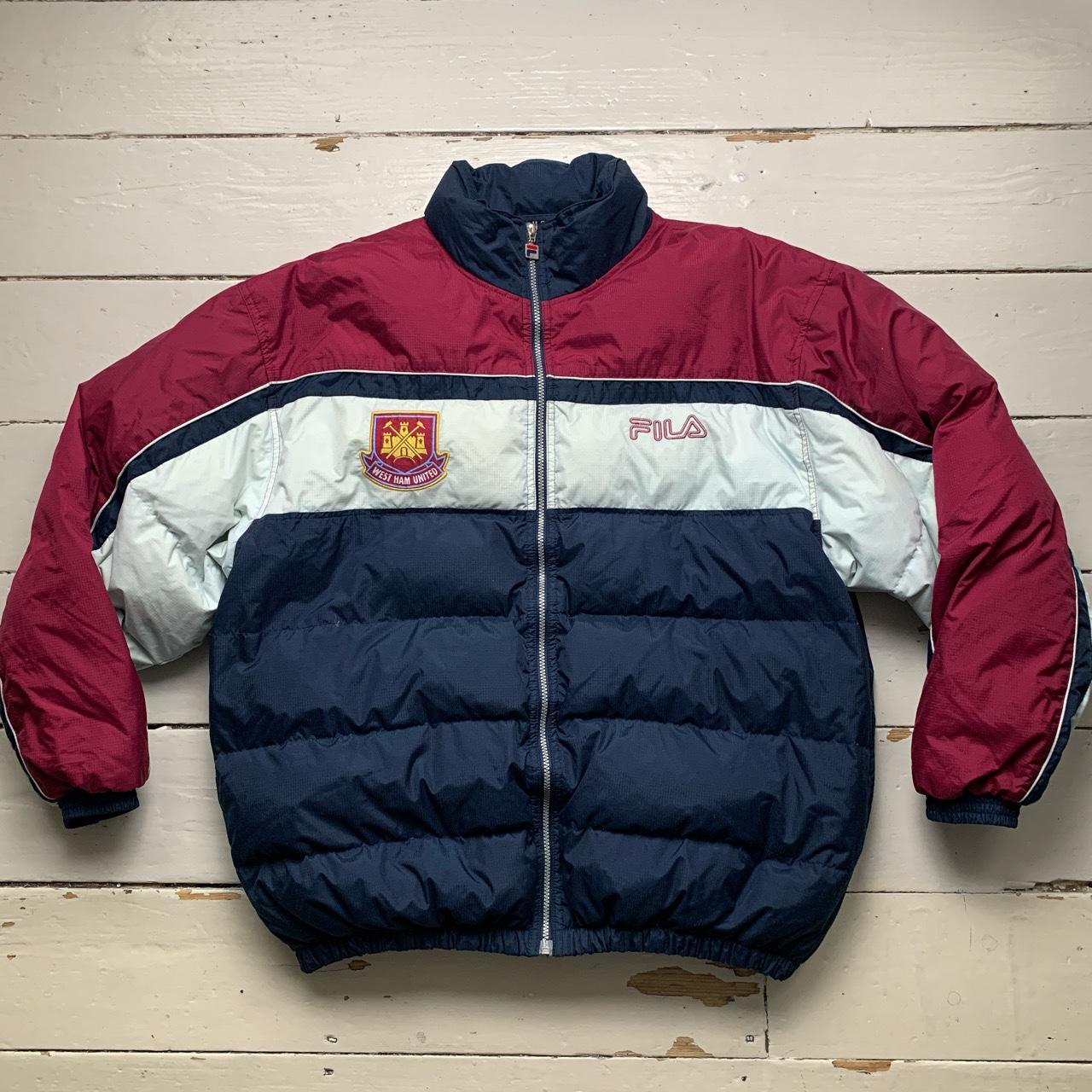 West Ham United Fila Vintage Puffer Jacket Navy Burgundy and White