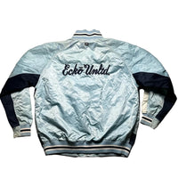 Ecko UNLTD Vintage Navy and Baby Light Blue Varsity Bomber Jacket (XL)