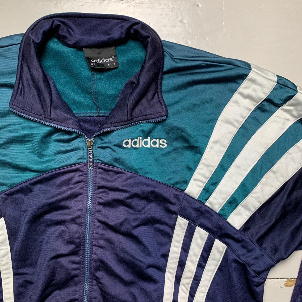 Adidas Vintage Tracksuit Jacket Navy Green and White