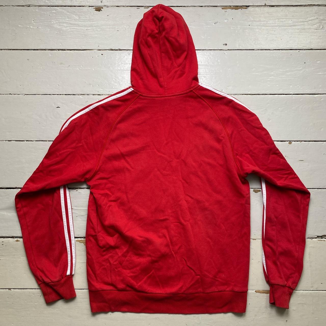 Adidas Performance Essentials Red and White Hoodie