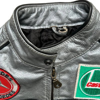 Mclaren Mercedes Vintage Kids Leather Jacket Silver and Black (M Kids)