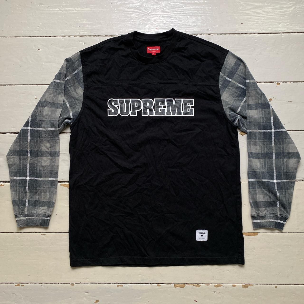 Supreme Black and Checked Long Sleeve T Shirt