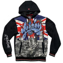 Ecko London Vintage Unlimited Black Blue and Red Graffiti Hoodie