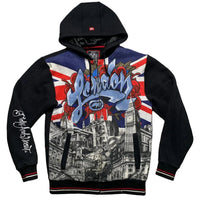Ecko London Vintage Unlimited Black Blue and Red Graffiti Hoodie