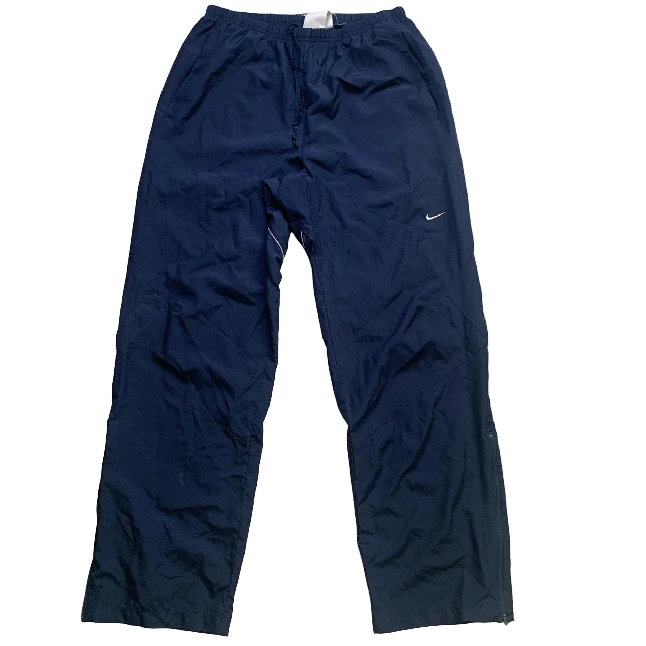 Nike Vintage Shell Track Pant Baggy Bottoms Navy and White Swoosh (XL)