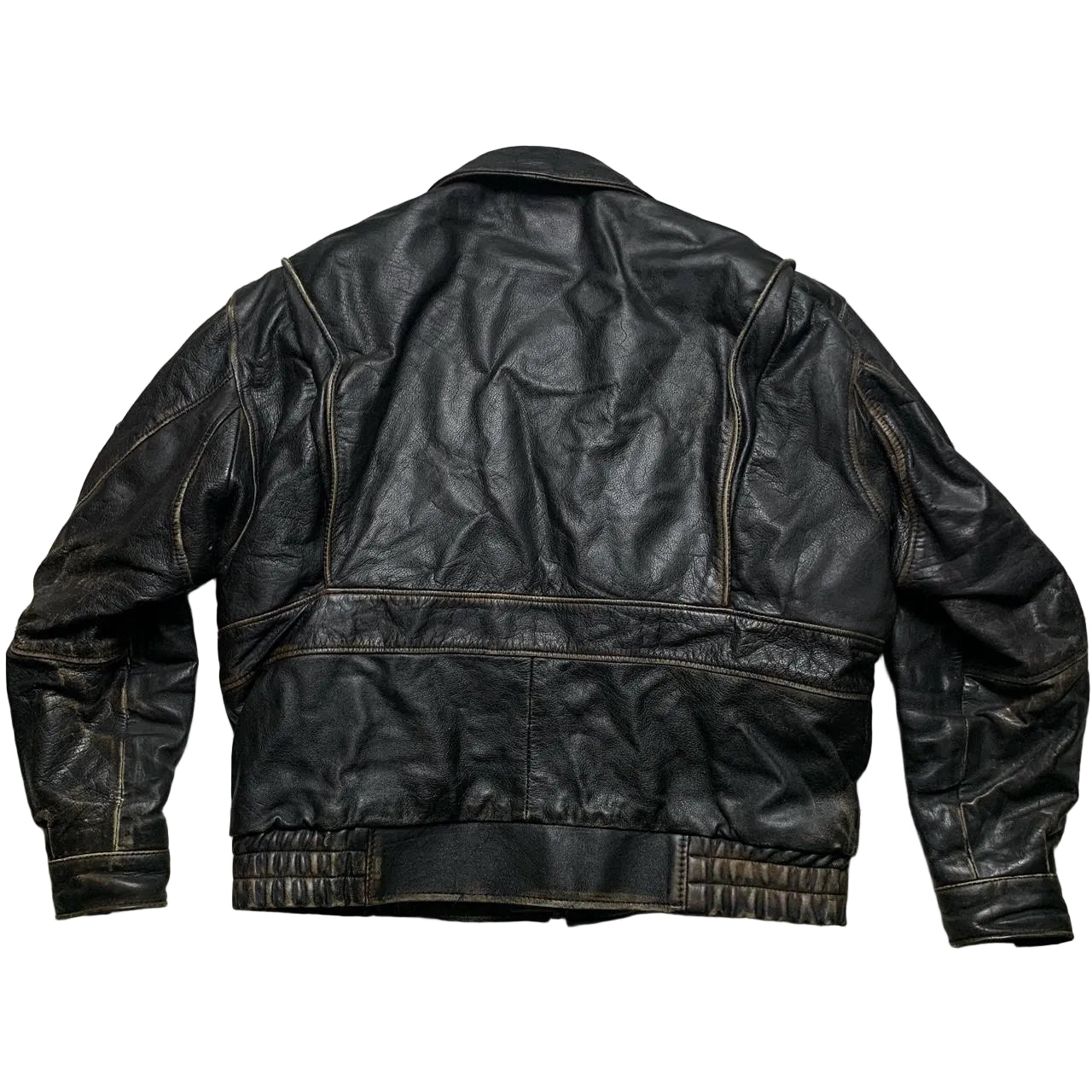 Vintage Leather Fighter Plane Pilot Brown Jacket (L)