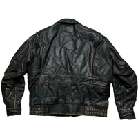 Vintage Leather Fighter Plane Pilot Brown Jacket (L)