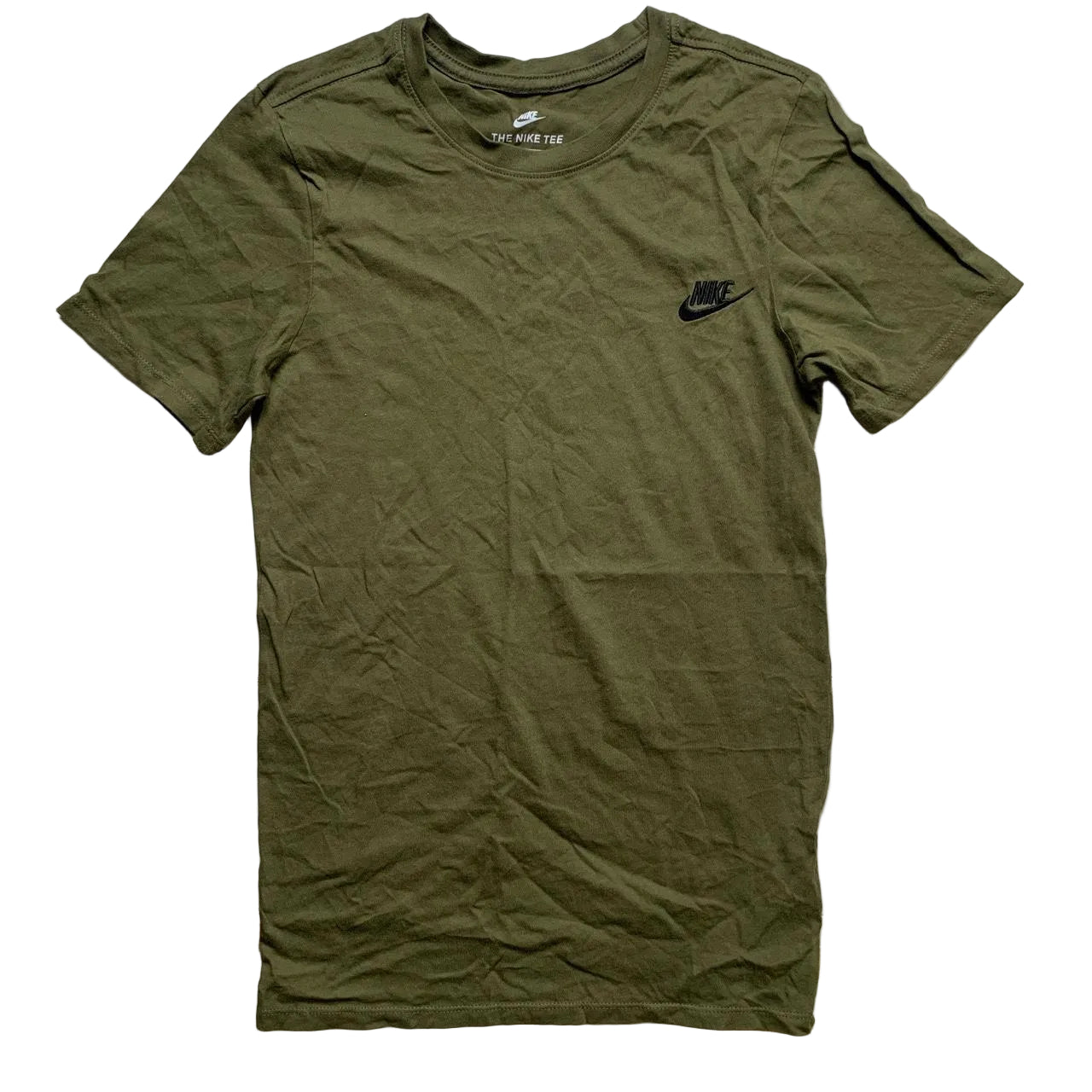 Nike Swoosh Khaki Green and Black T Shirt (XS)