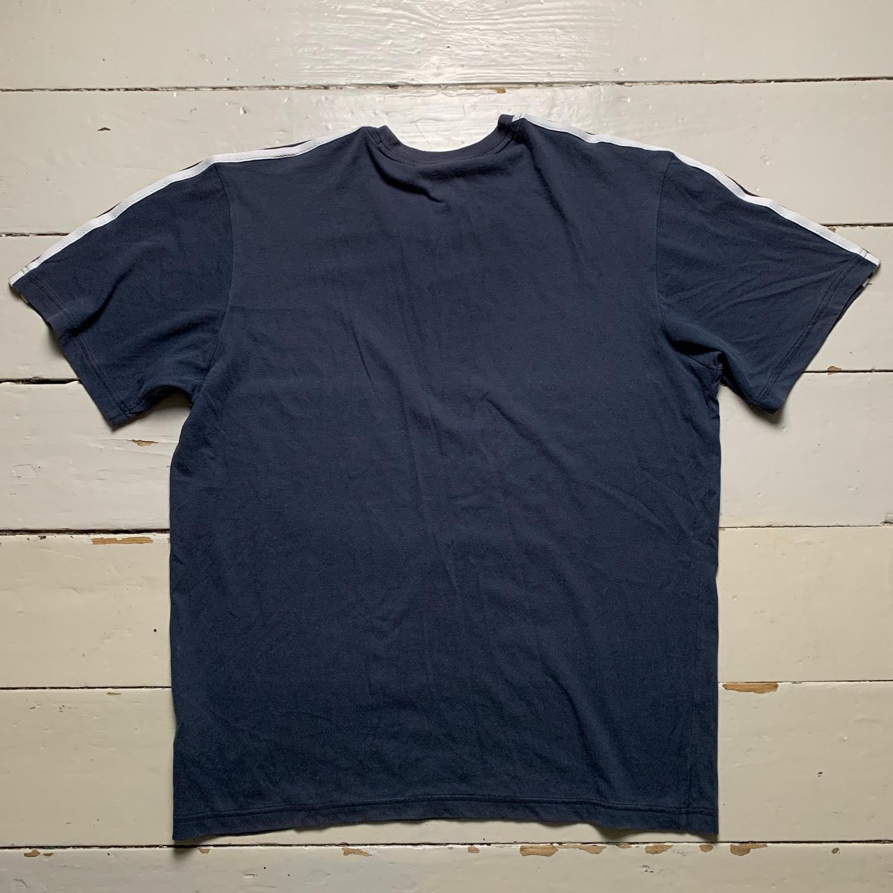 Adidas Vintage Navy and White Stripe T Shirt